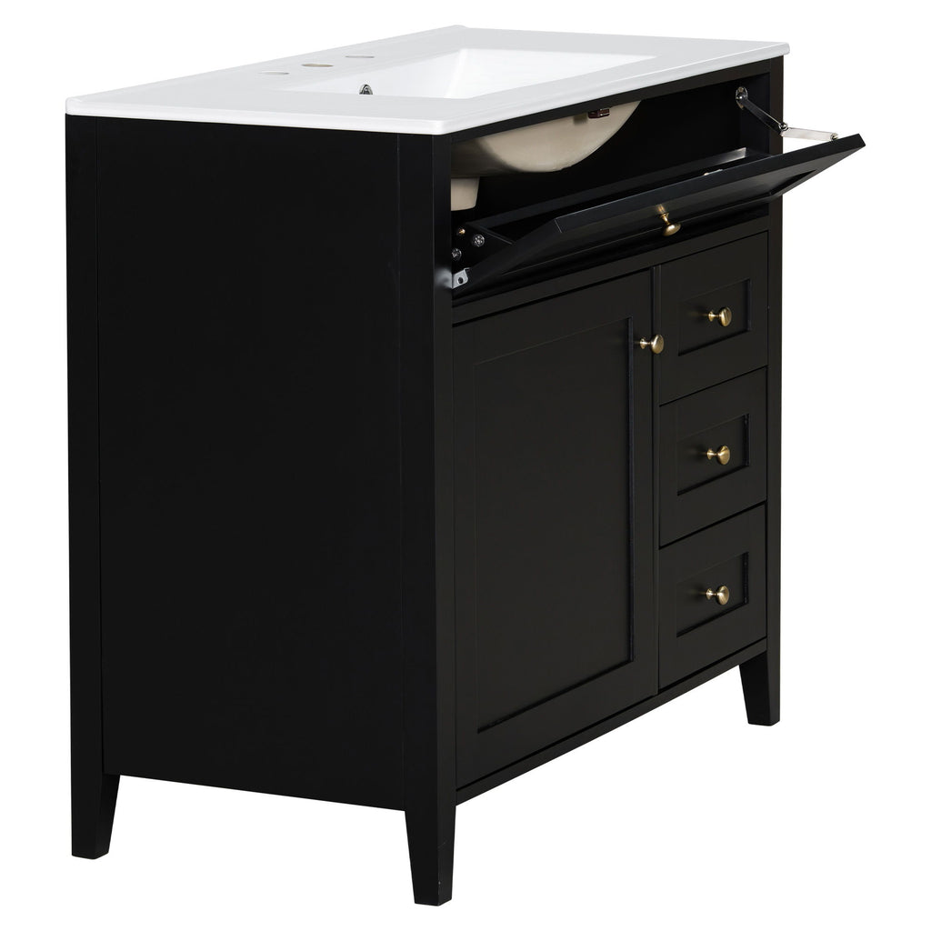 Bathroom Vanity With Sink, Cabinet With 3 Drawers And Adjustable Shelf