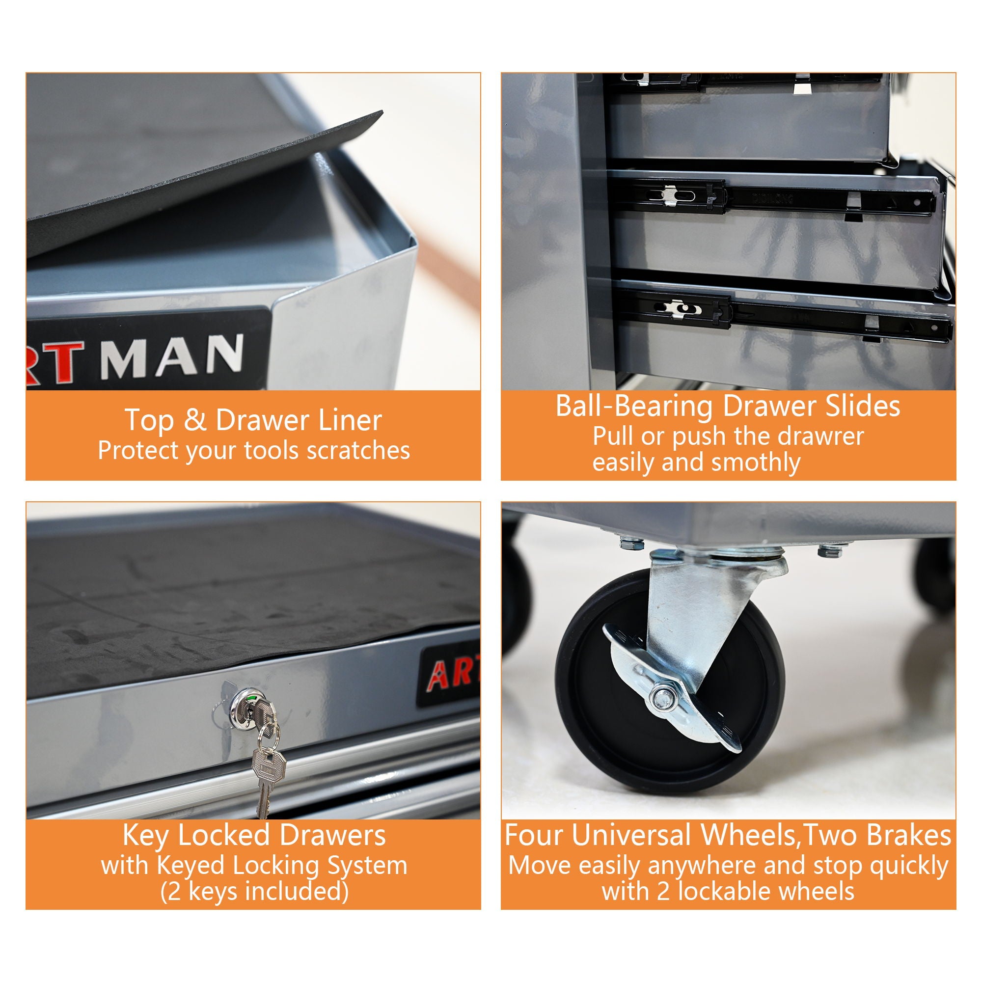 7 Drawers Multifunctional Tool Cart With Wheels