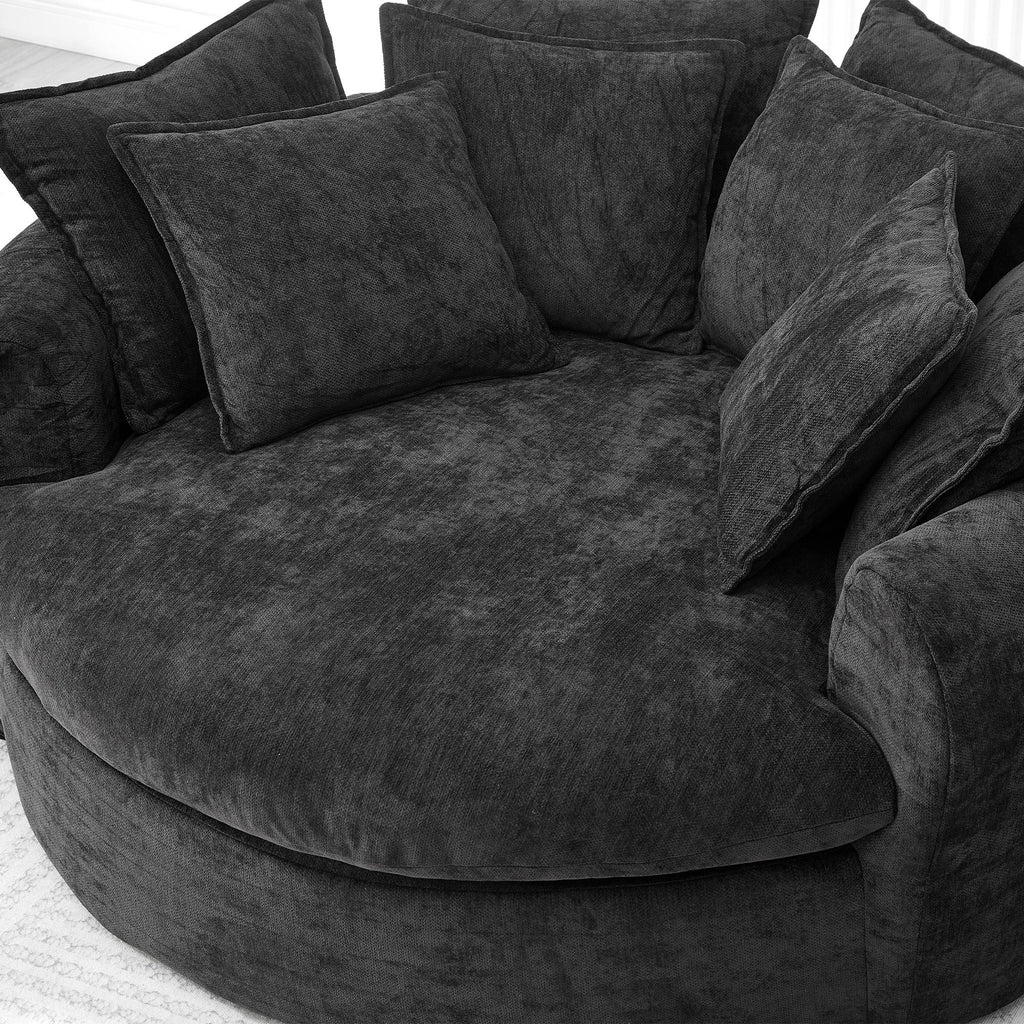 Modern Round Chaise Sofa With 8 Throw Pillows