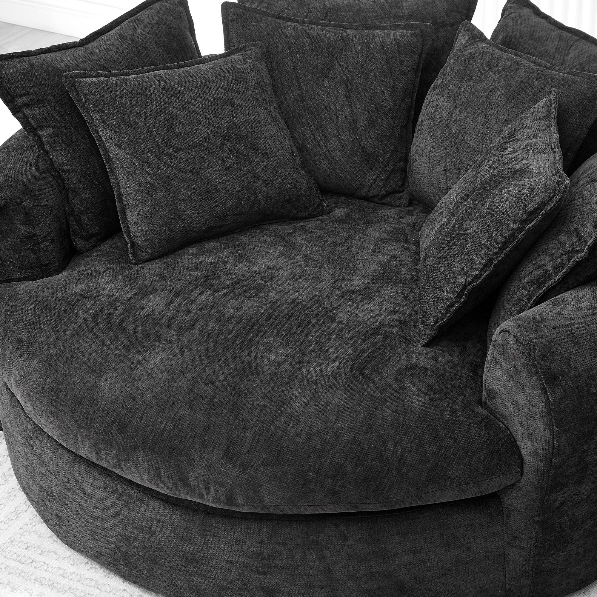 Modern Round Chaise Sofa With 8 Throw Pillows