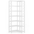 7 Tier Corner Bookshelf, Storage Unit For Living Room