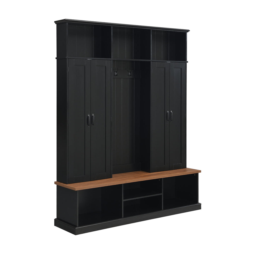 Entryway Hall Tree With Bench, 3 Top Cubbies & Bottom Storage Space