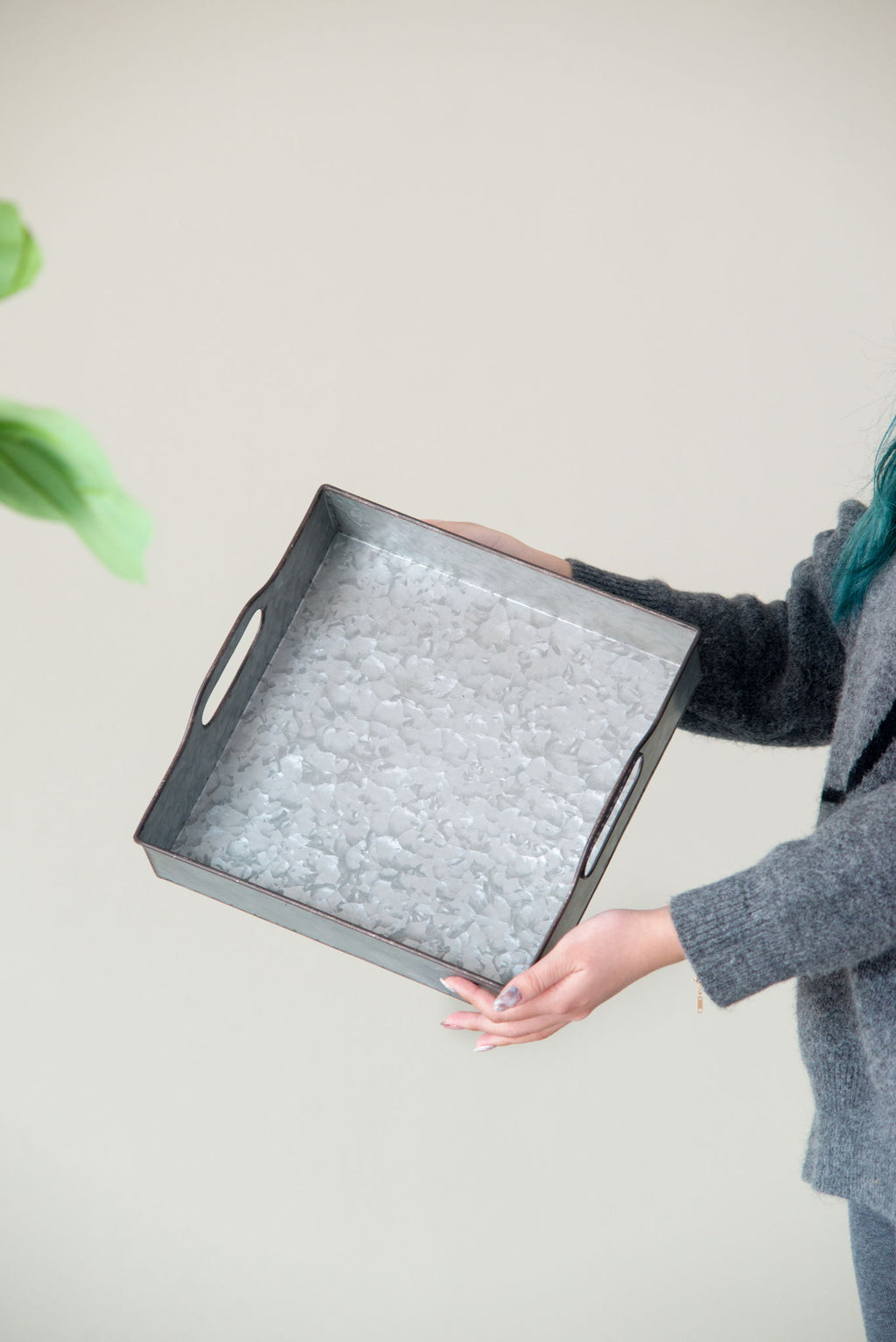 Decorative Galvanized Nesting Trays (Set of 3) - Gray