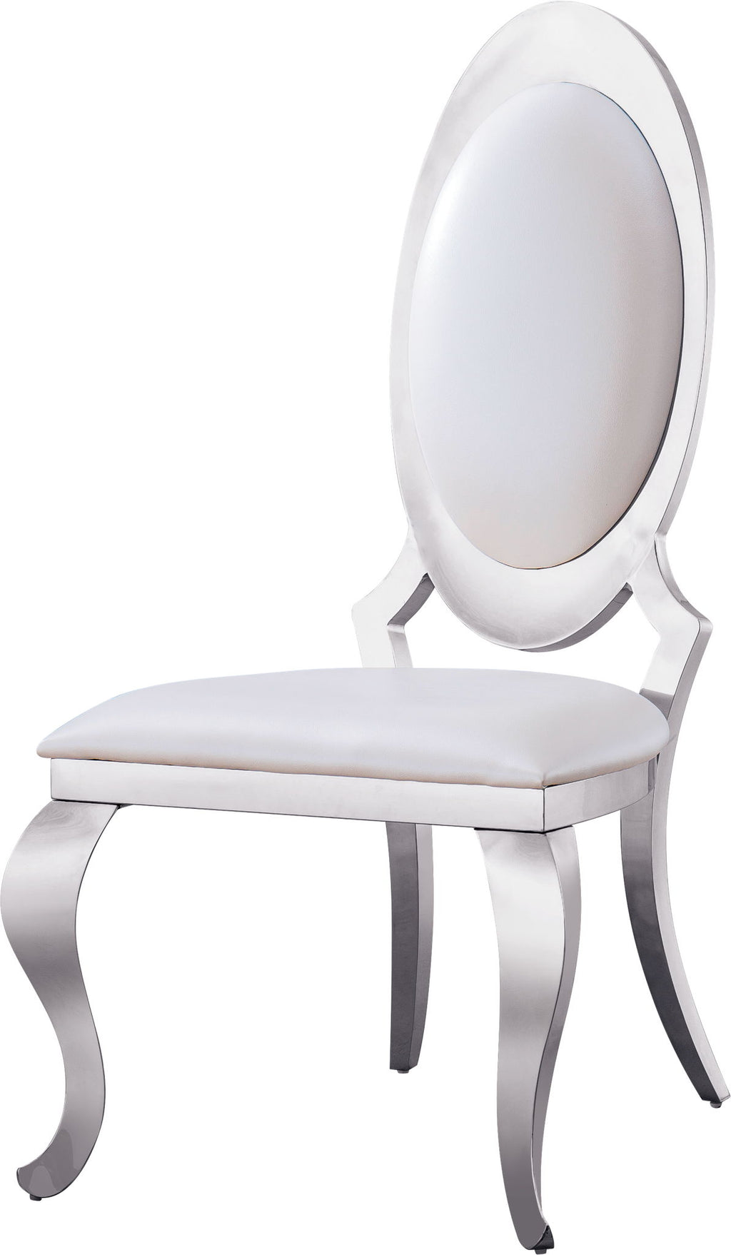 Dining Chair With Oval Backrest, Stainless Steel Legs (Set of 2)