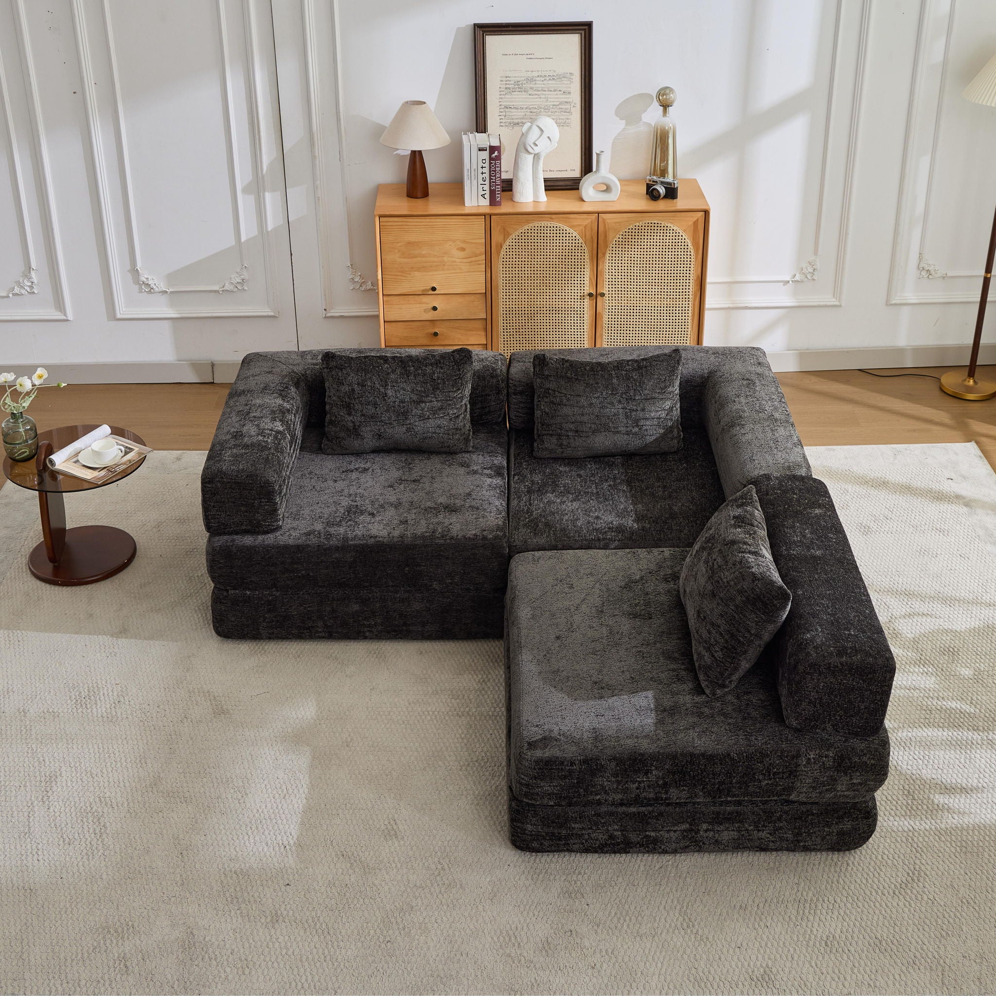 Convertible Floor Sofa Bed, Boneless Modular Sectional Sofa For Living Room