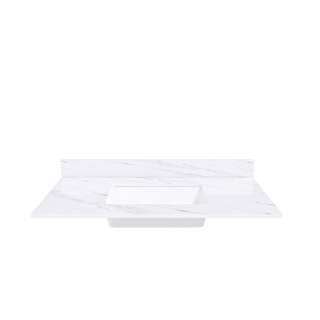 Bianco Carrara Venato Marble Vanity Top With Pre Drilled Faucet Hole And Undermount Sink