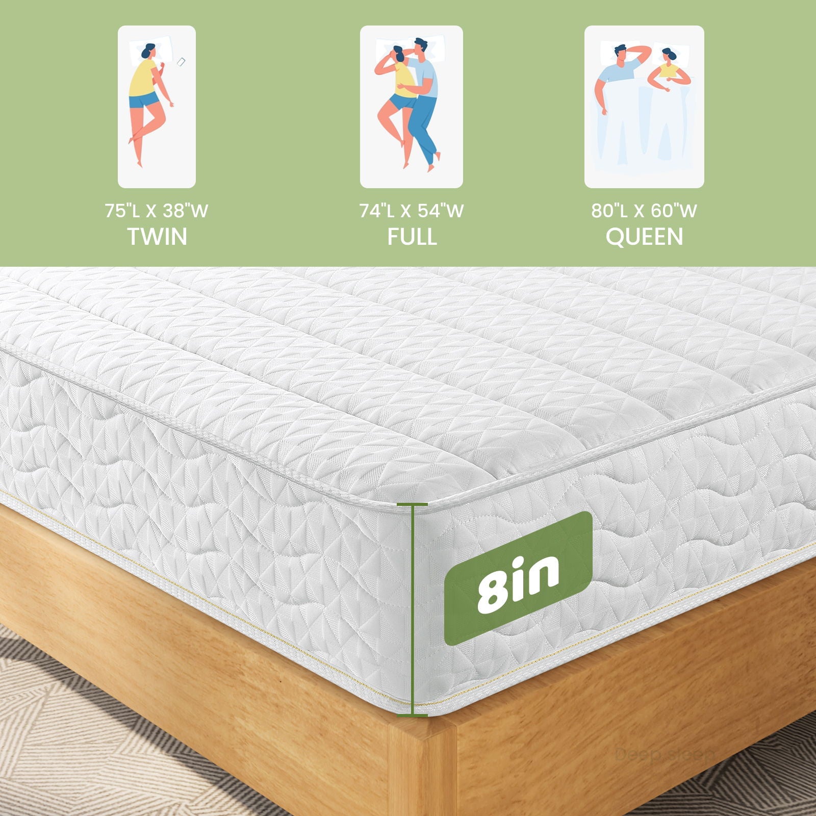 Snooze Mattress Company Crest - 8" Tight Top Medium Firm Independently Encased Pocket Coil Mattress