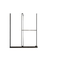 Glass Shower Door, Shower Sliding Door Walk In Shower Screen Dual Usage, 1 / 4" Thick Glass Panel With Stainless Steel Handle, Supporting Bar - Black