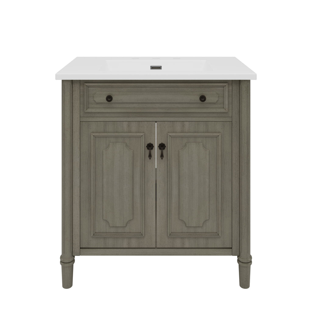 Vintage Bathroom Vanity With Sink, Rustic Cabinet With Soft Close Doors