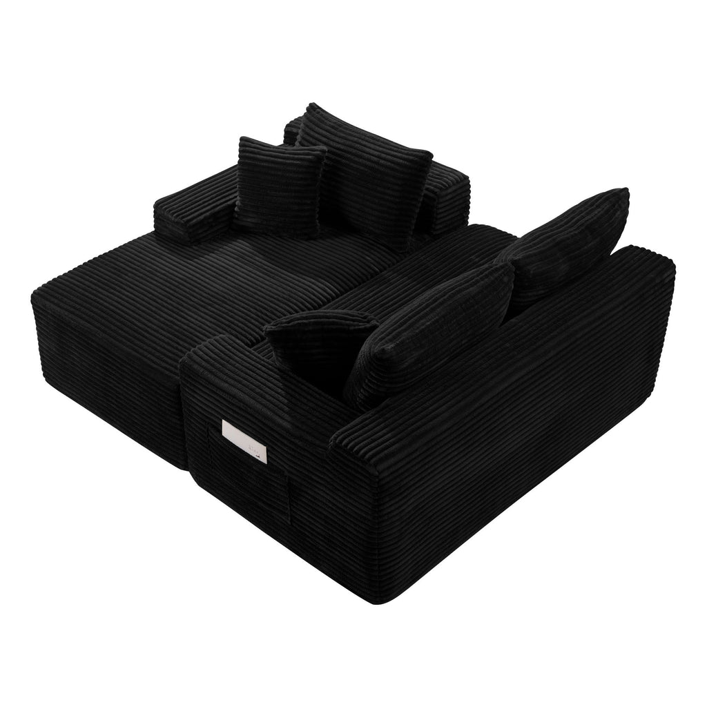 Cloud Modular Sectional Sofa Couch With L-Shape Chaise, Upholstered Couches For Living Room - Black