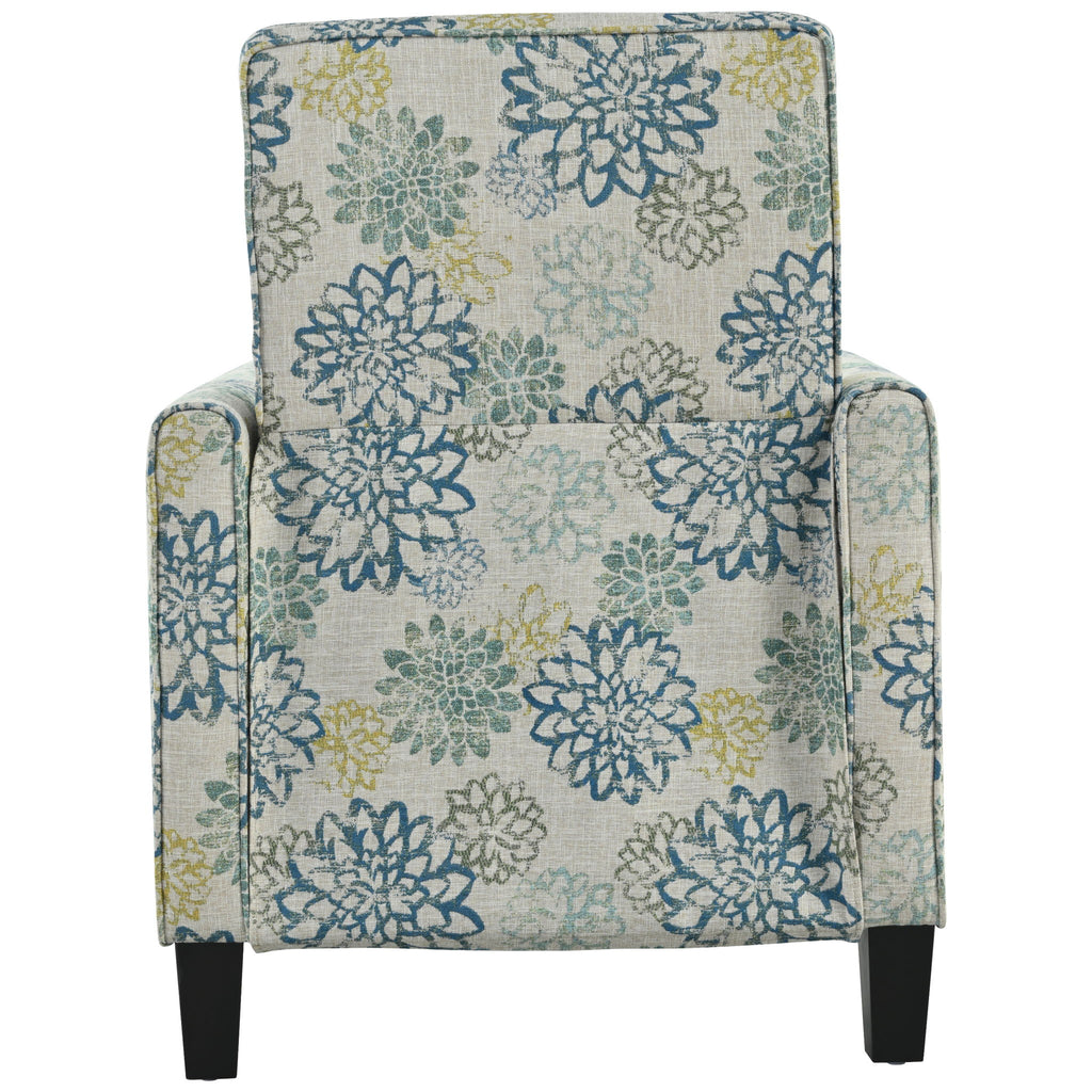 Upholstered Push Back Recliner Chair For Living Room - Blue