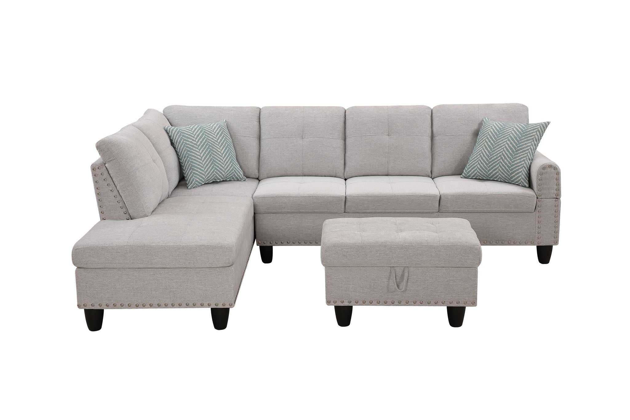Alger - Left Hand Facing Sofa & Chaise With Ottoman