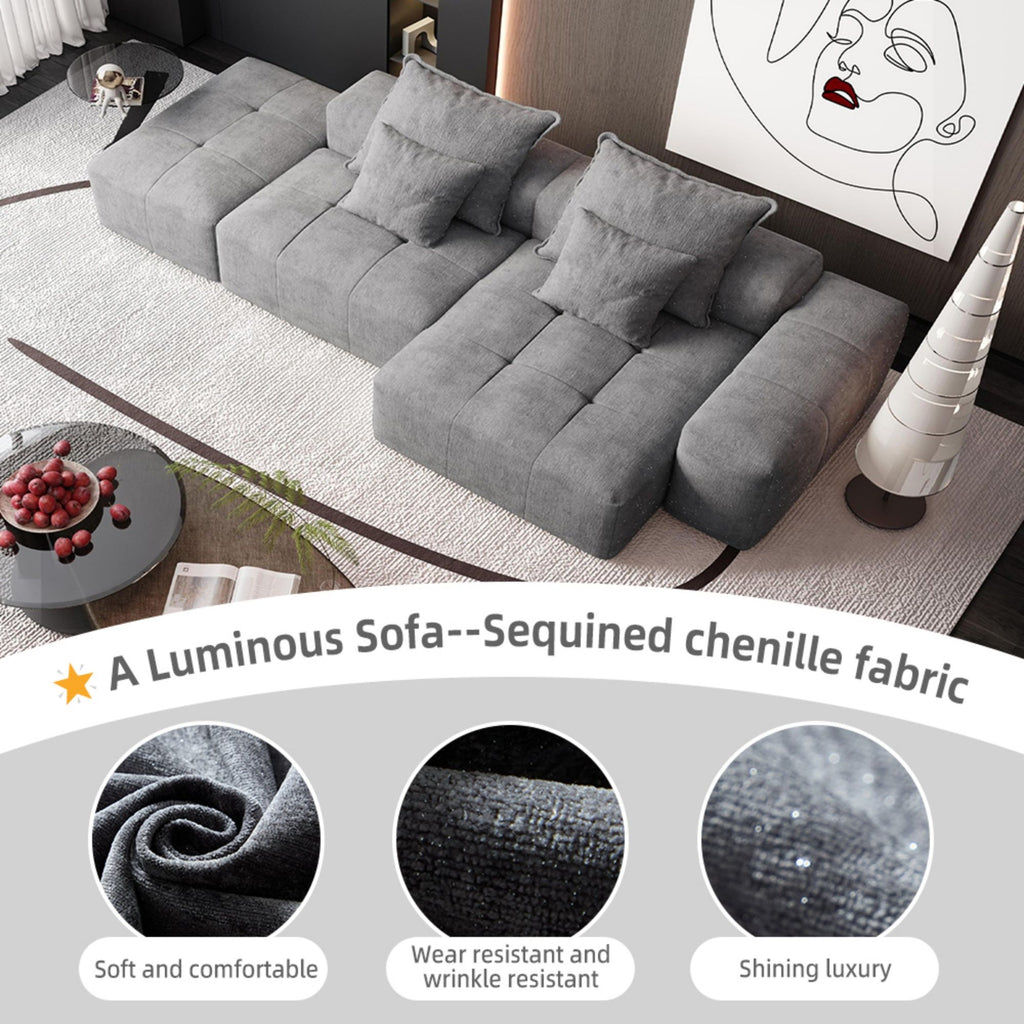 Modern Oversized, Modular Sectional Sofa With Pillows