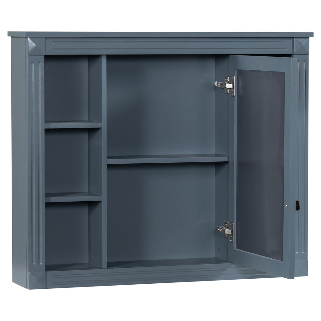 Wall Mounted Bathroom Storage Cabinet With Mirror, Cabinet With 6 Open Shelves And Adjustable Interior