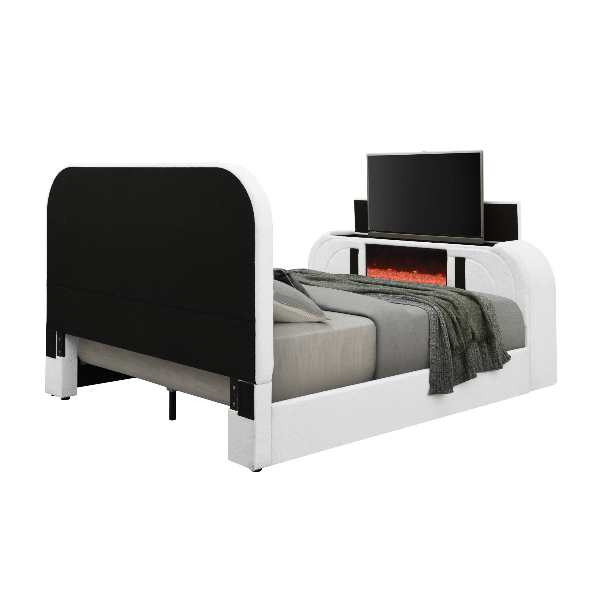 Shelyn - Bed With LED, TV Stand, Fireplace & Bluetooth
