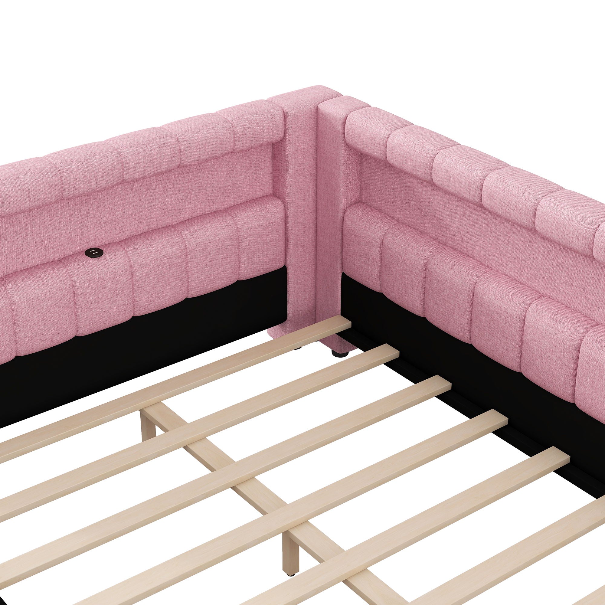 Upholstered Platform Bed With LED Belt And USB Ports