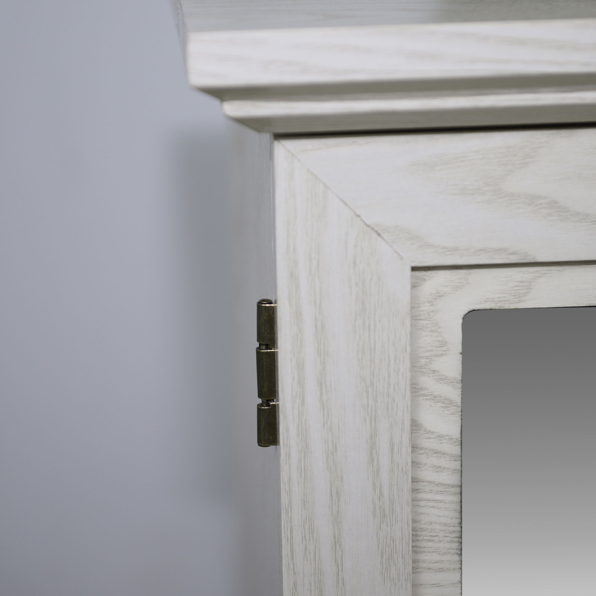 Sideboard Cabinet With Mirrored Doors, Adjustable Shelf, Metal Handles