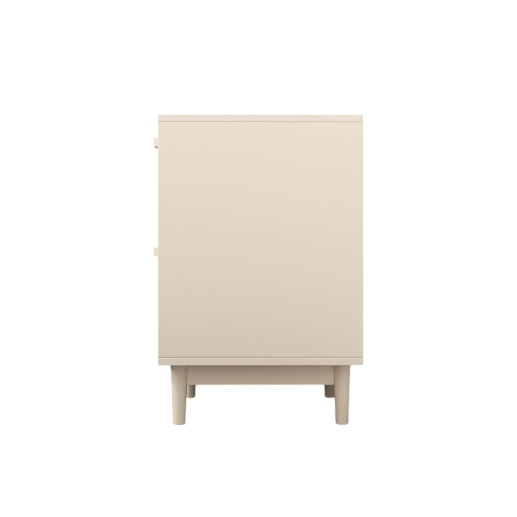 Nightstand With 2 Drawers, Storage Side Table For Bedroom - Antique Natural / Rattan