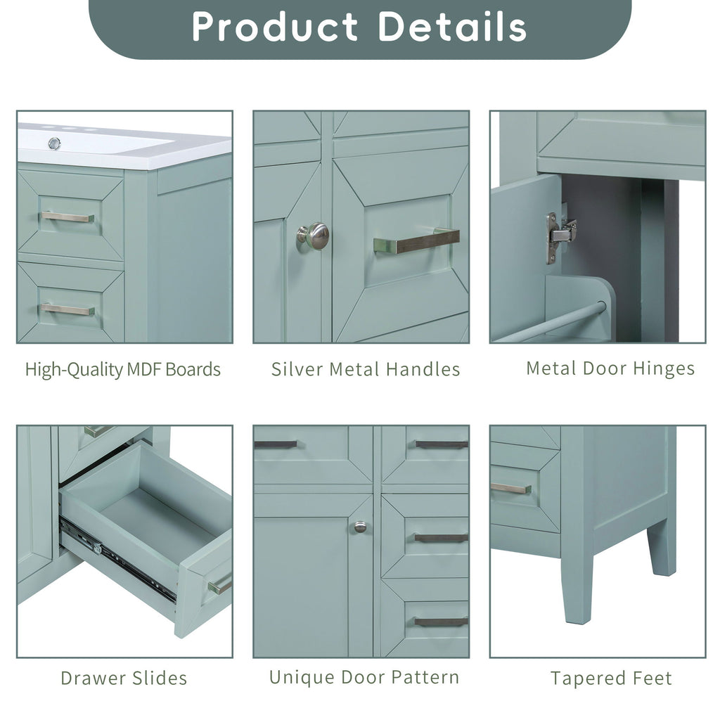 Modern Bathroom Vanity With Sink Combo, 3 Drawers