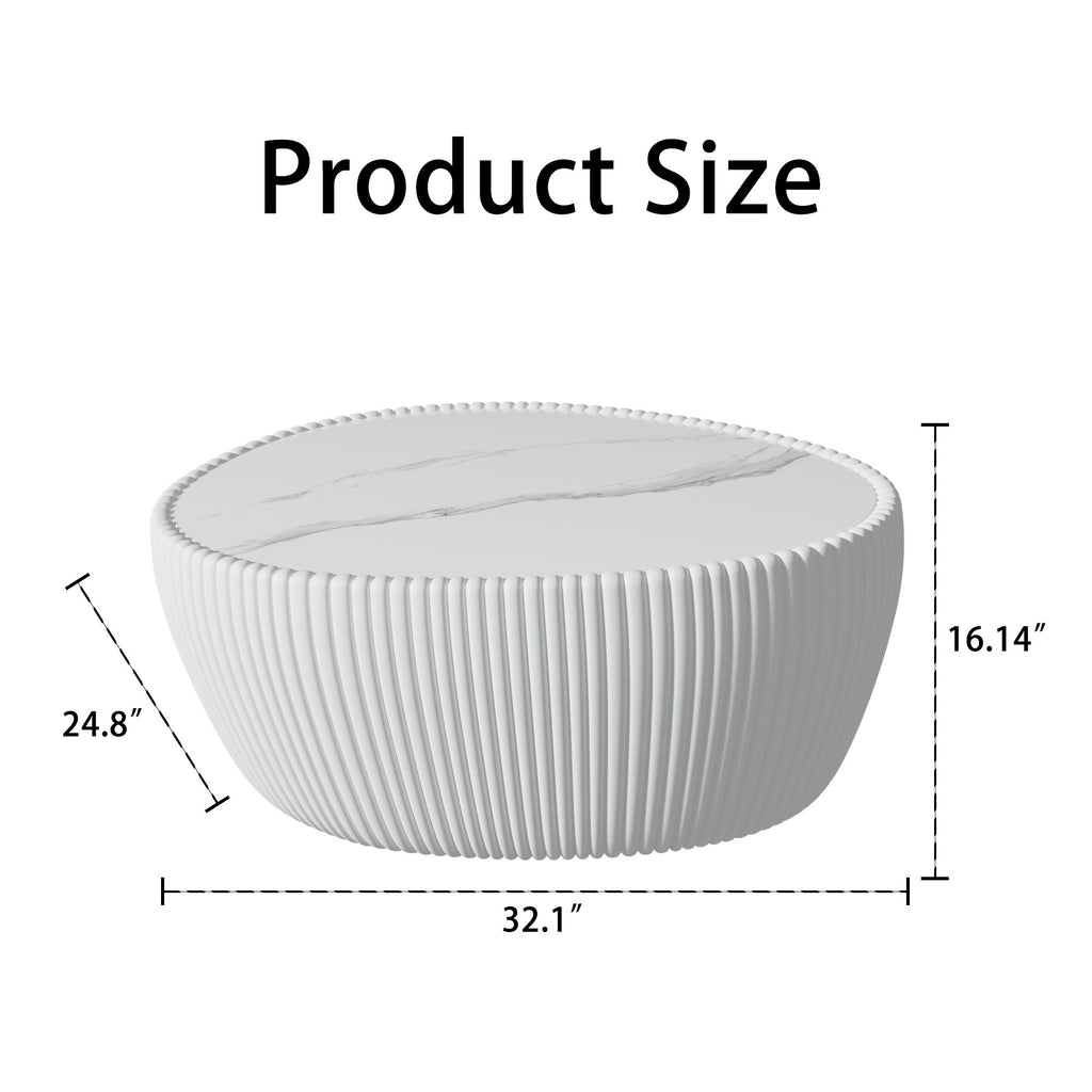 Goose Egg Shape Coffee Table For Living Room - White Pu