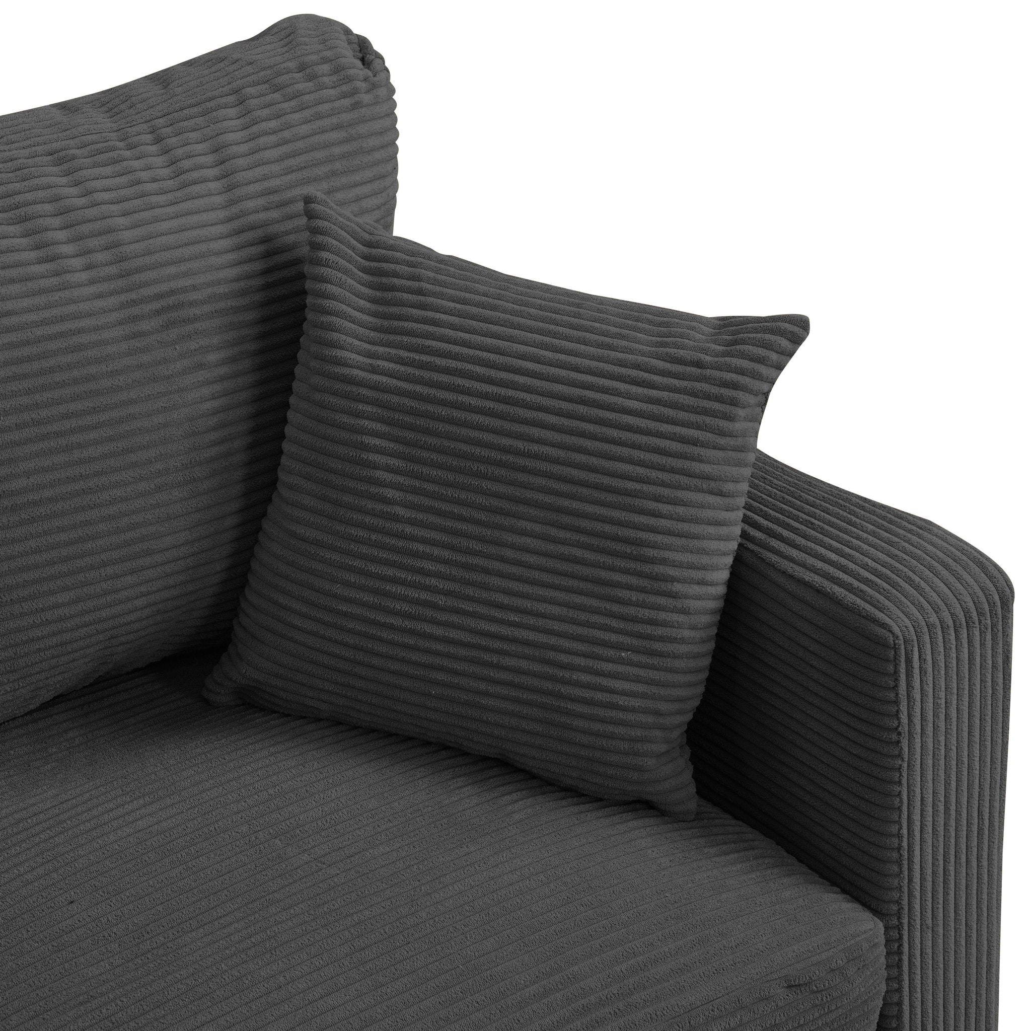 Modern Upholstered Loveseat Sofa With High Resilience, Wooden Frame - Dark Gray
