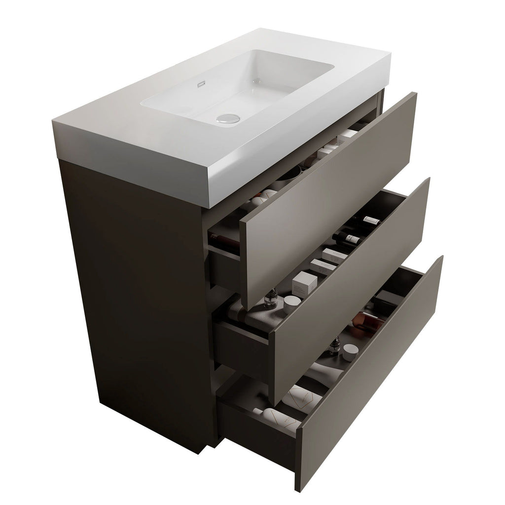 Alice - Bathroom Vanity With Sink, Large Storage Freestanding Bathroom Vanity For Modern Bathroom, One-Piece Sink Basin Without Drain And Faucet