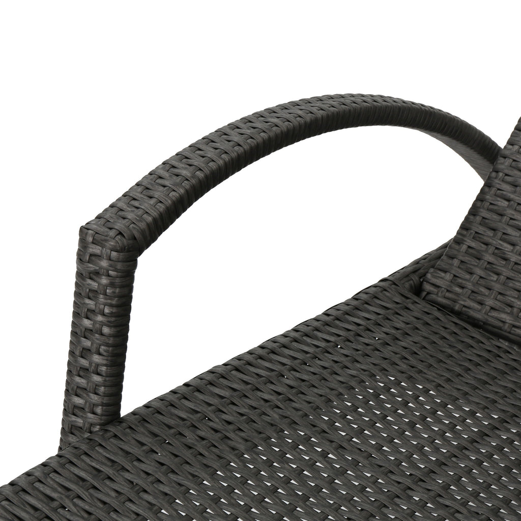 Salem - Contemporary Wicker Chaise Lounge With Arm, Weather Resistant