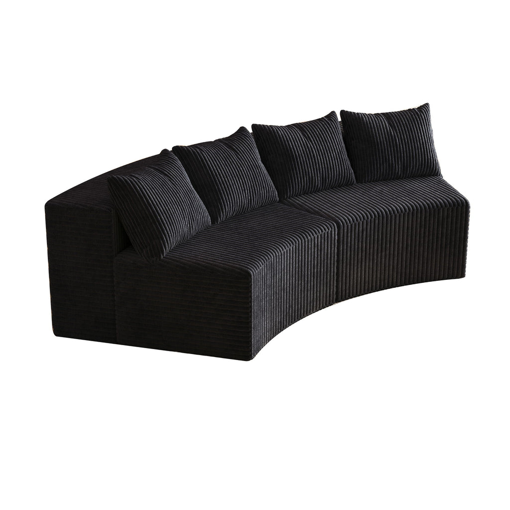 Curved Sectional Sofa With 4 Pillows, Modular Semi Circular Design