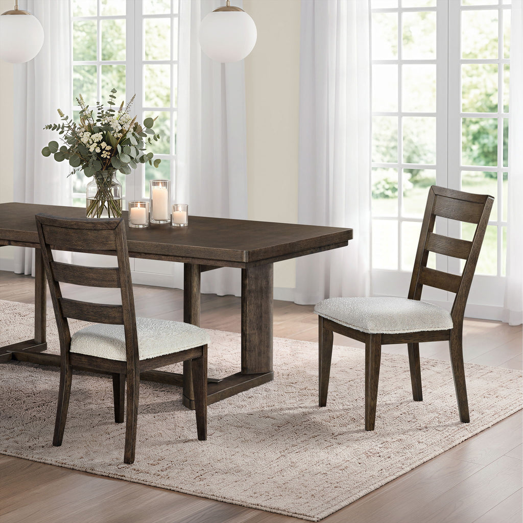 Upholstered Dining Chair With Ladder Back Design (Set of 2)