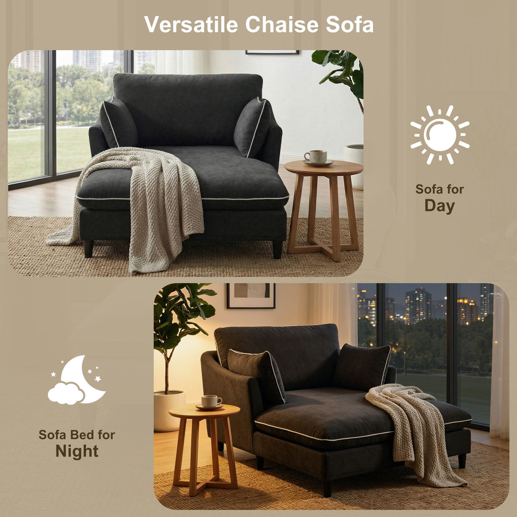 Modern Chaise Lounge Couch Sofa Bed With Pillows