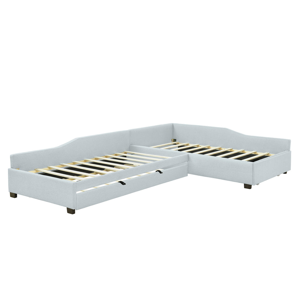 Upholstered Double Daybed With Trundle And Drawer