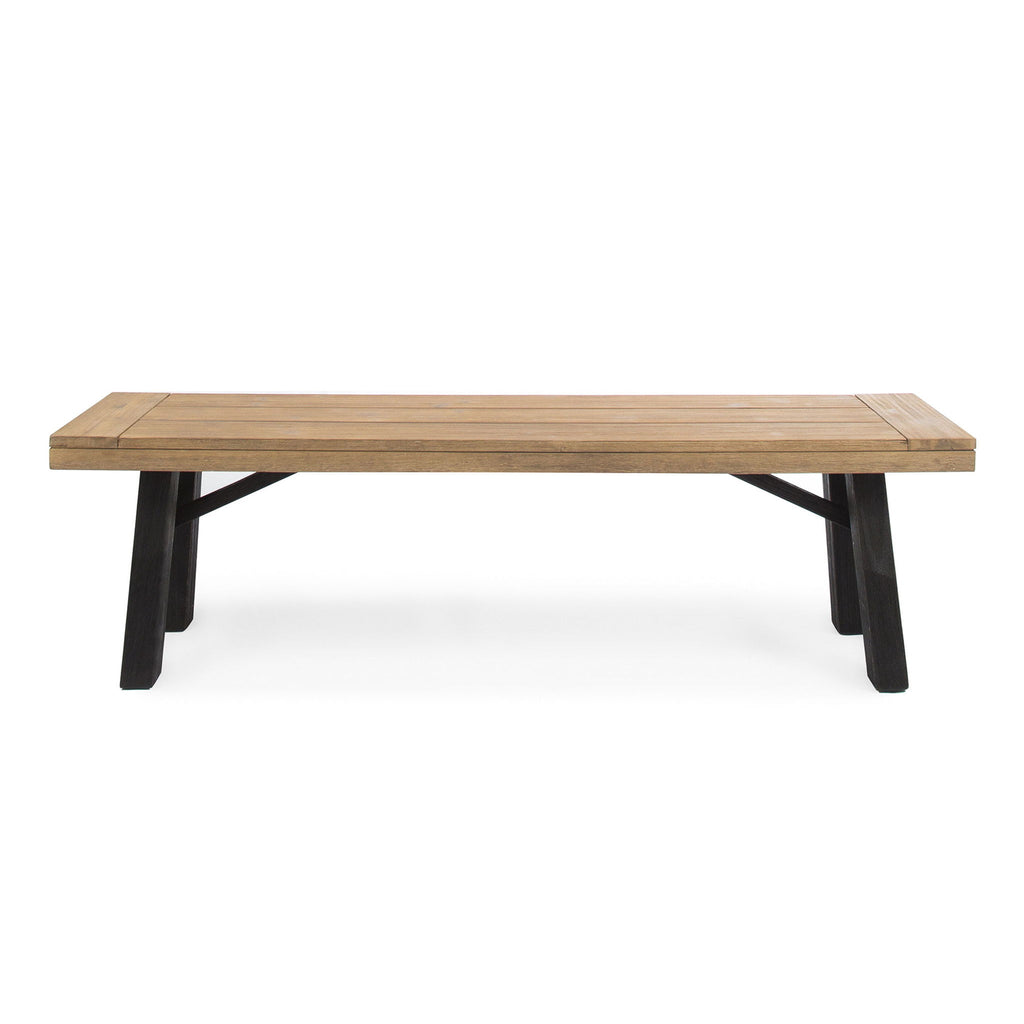 Outdoor Bench With Slat Panel Design And Acacia Wood Frame