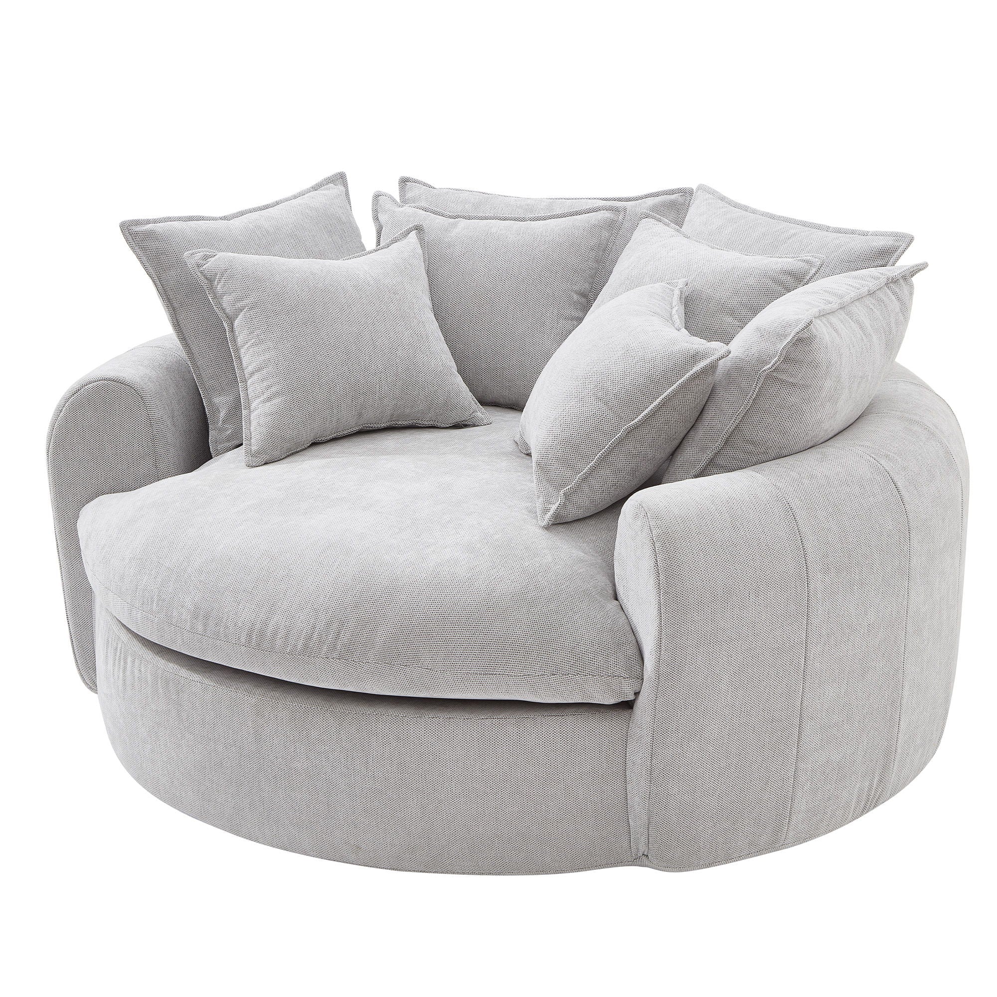 Modern Round Chaise Sofa With 8 Throw Pillows