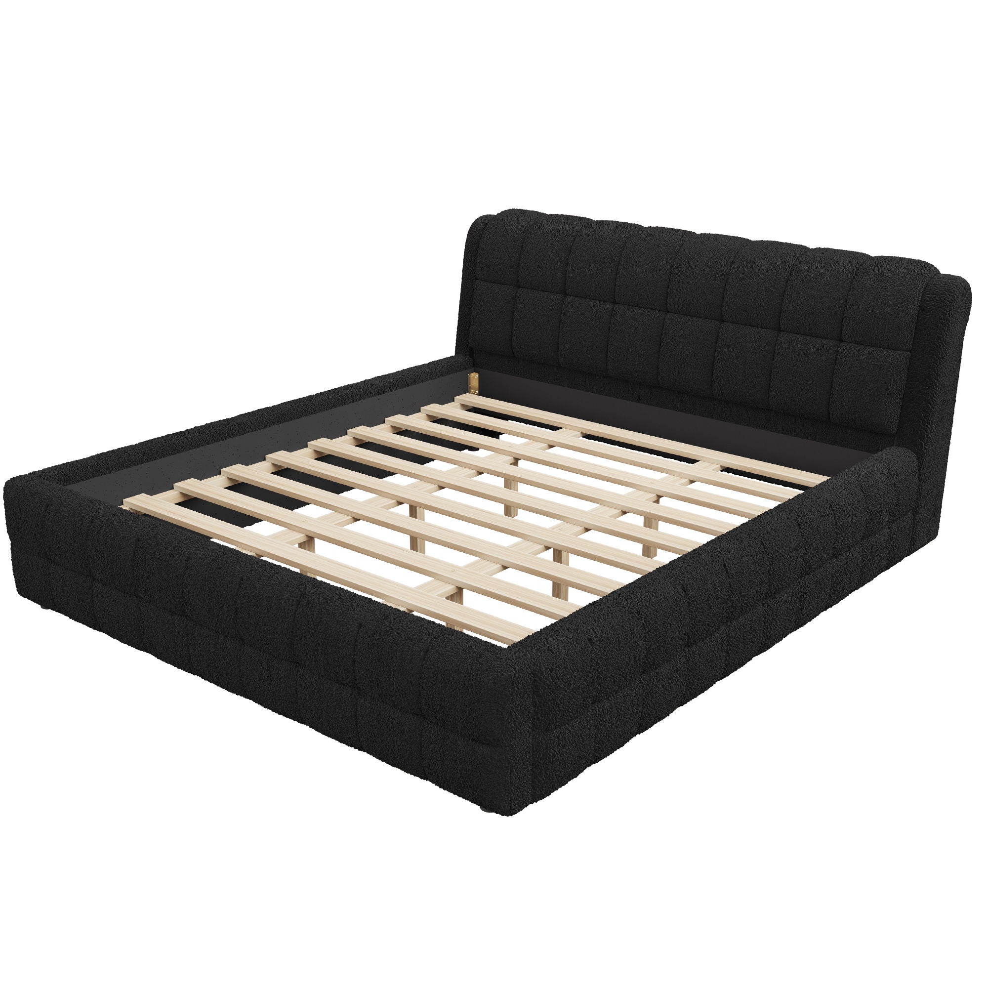 Upholstered Platform Bed With Stitching Details
