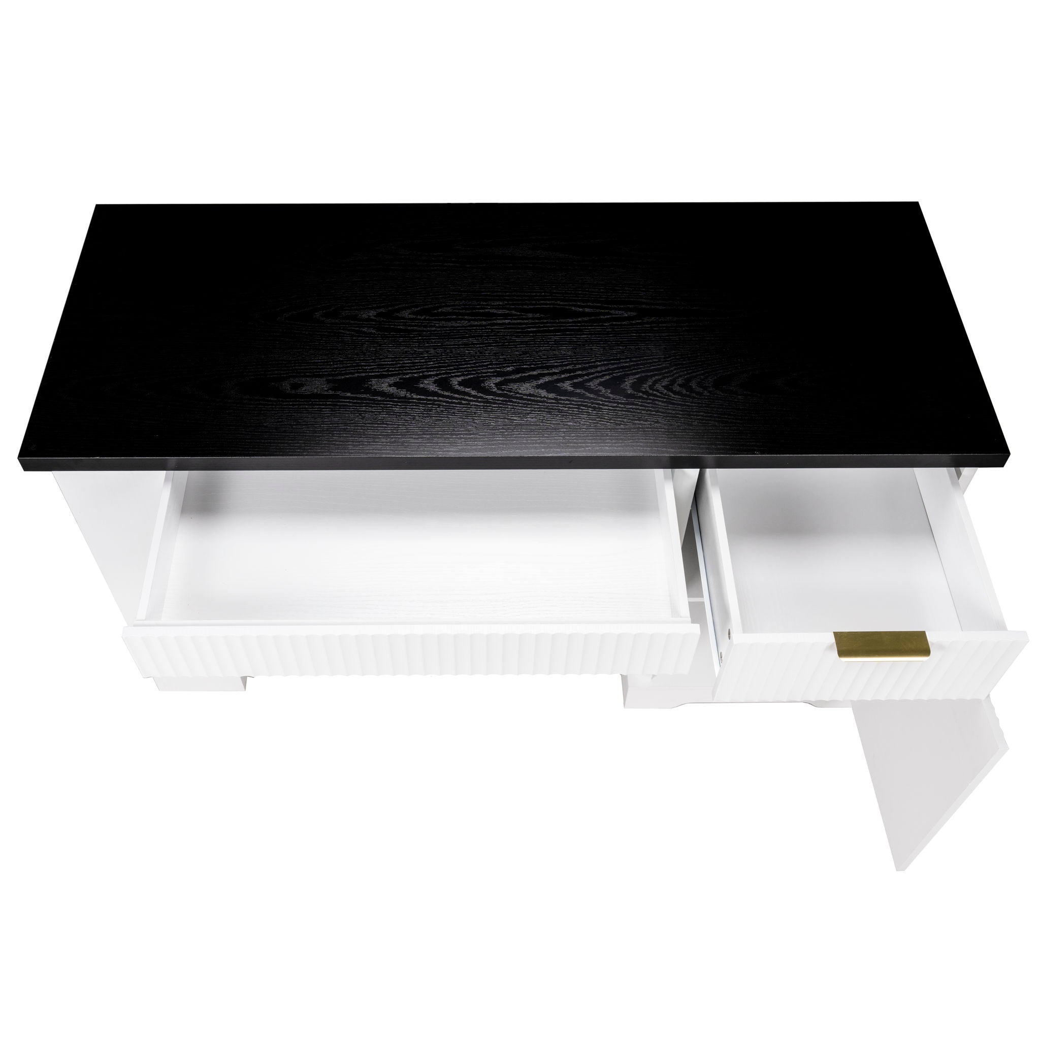 Modern Fluted Office Desk With Storage Cabinet