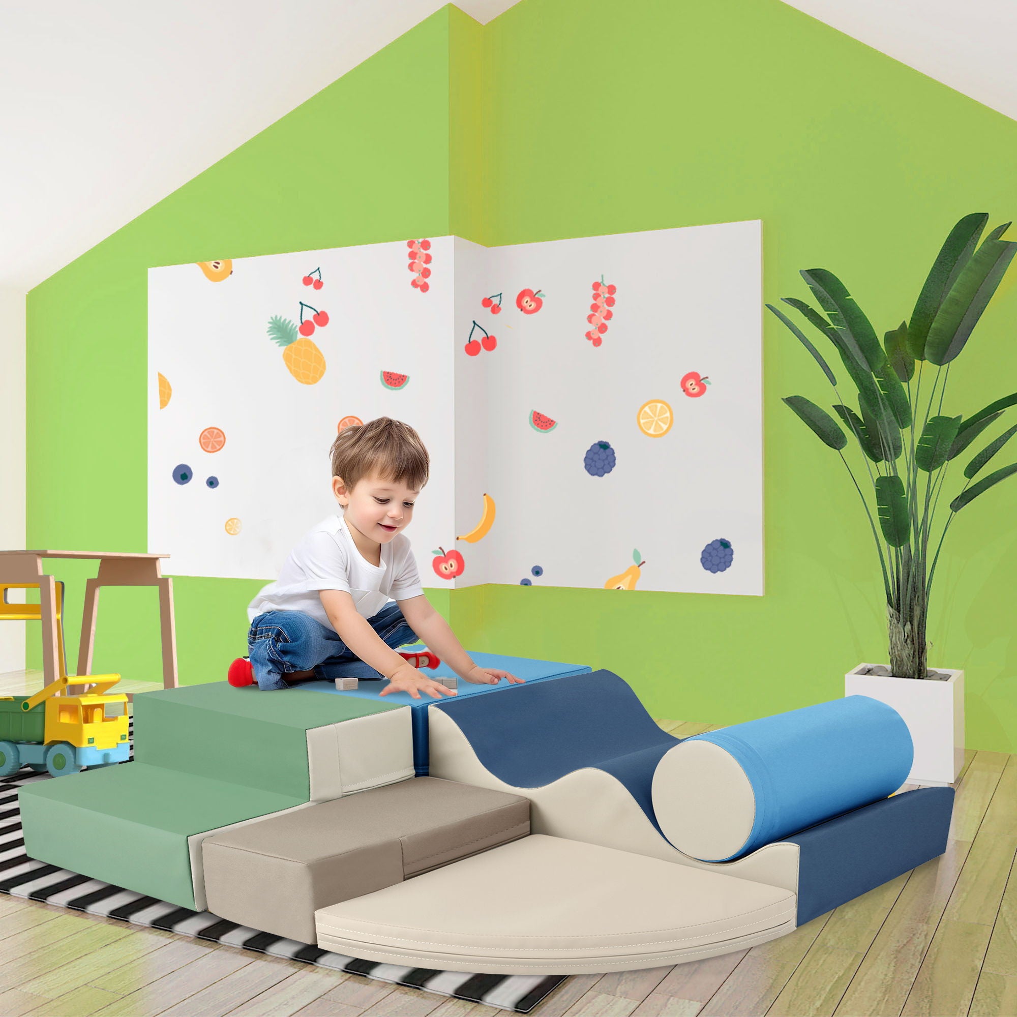 Soft Climb And Crawl Foam Playset 6 In 1, Soft Play Equipment Climb And Crawl Playground For Kids, Kids Crawling And Climbing Indoor Active Play Structure - Colorful