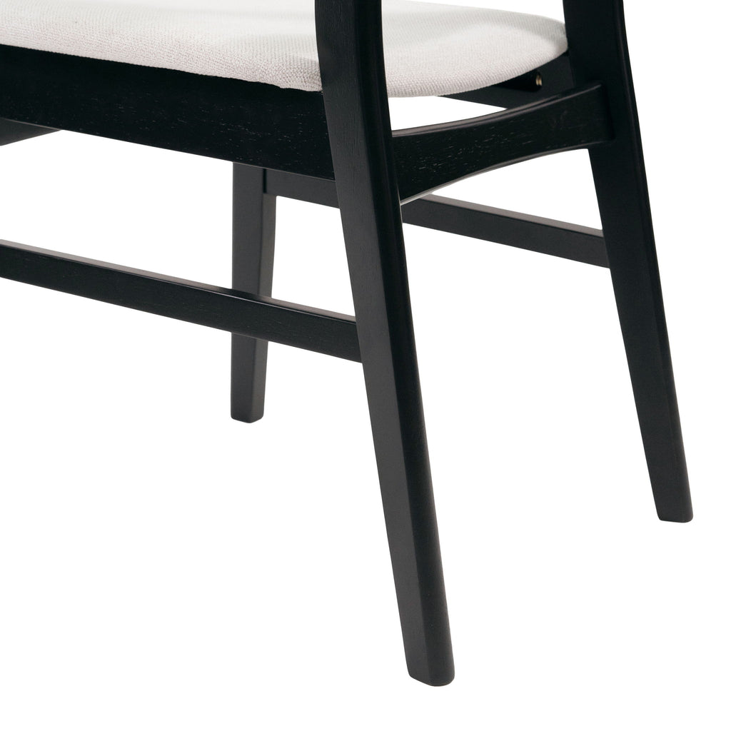 Dining Chairs With Upholstered Seat (Set of 2) - Black / Light Beige