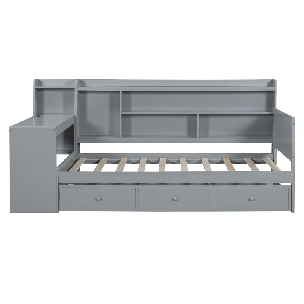 Daybed With 3 Drawers USB Ports And Desk