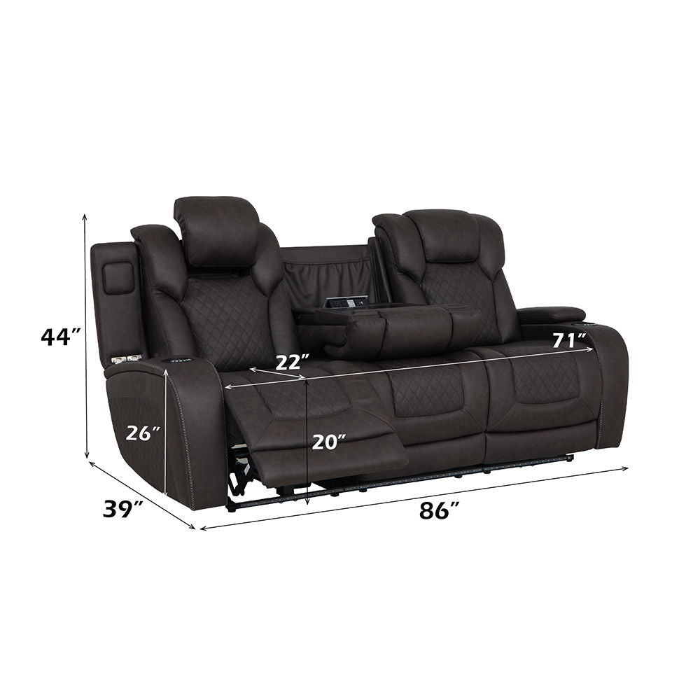 Wendell - Power Motion Sofa With Dropdown Table, Storage, USB & LED - Dark Gray