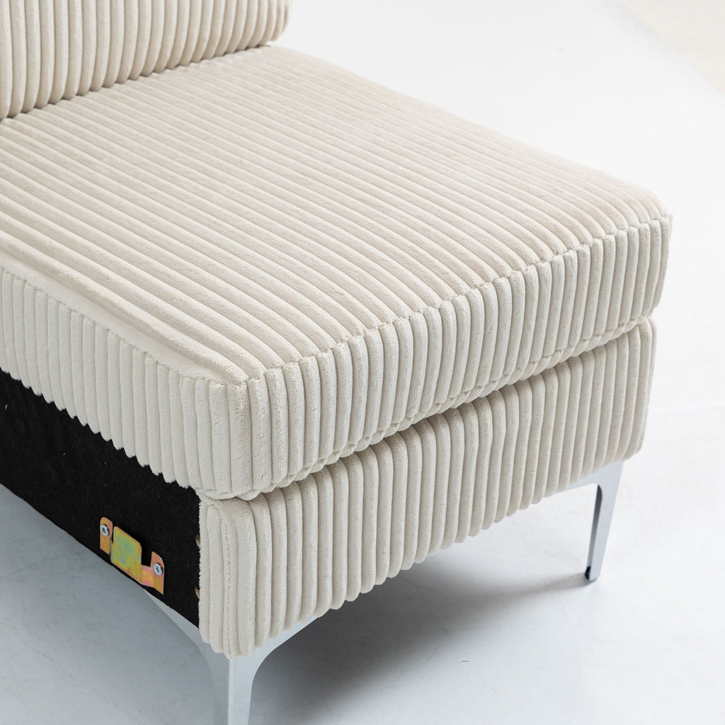 Single Couch Modular Armless Accent Chair With Back Cushion