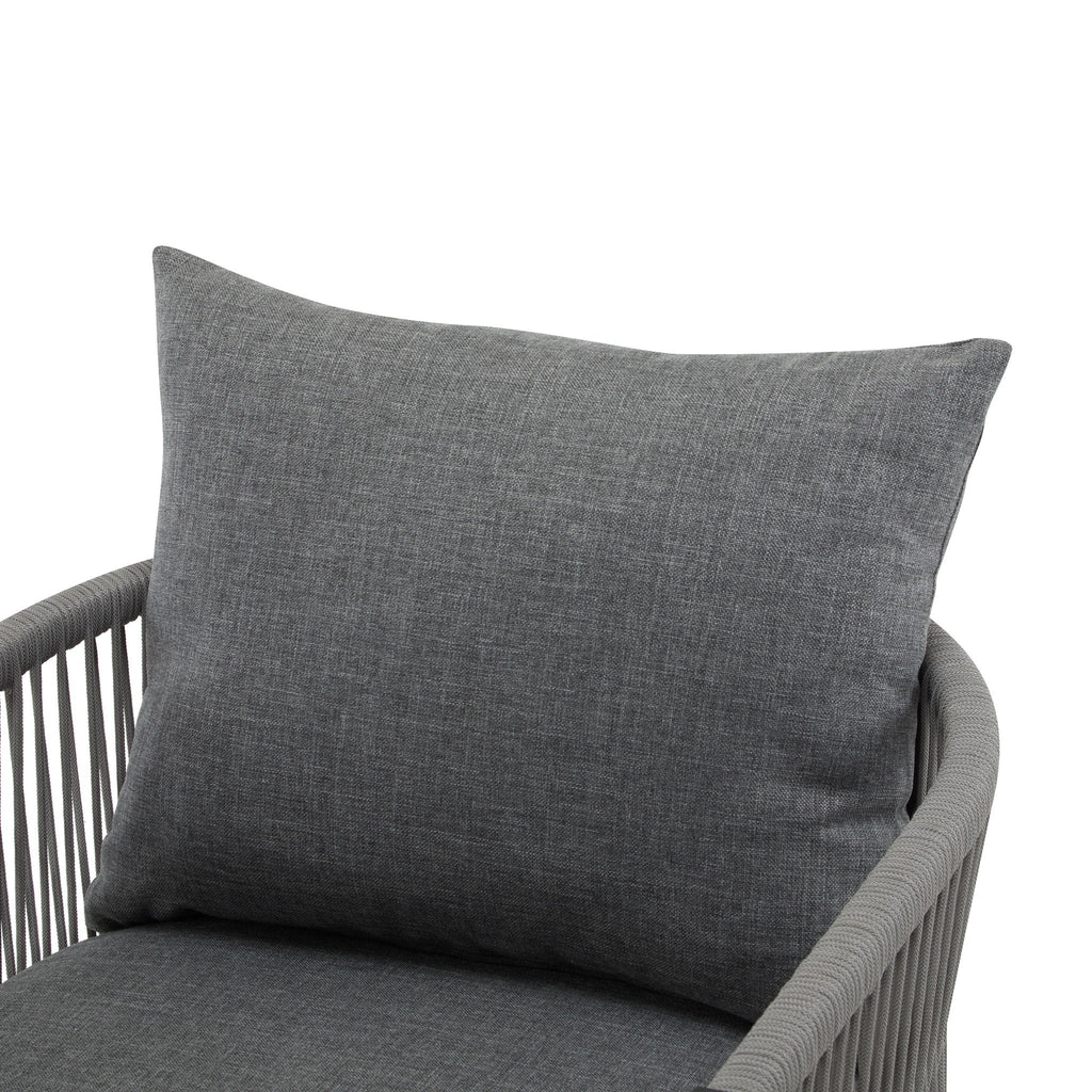 Modern Curved Aluminum Lounge Chair With Stylish Rope Weave Design And Cushioned Comfort For Outdoor