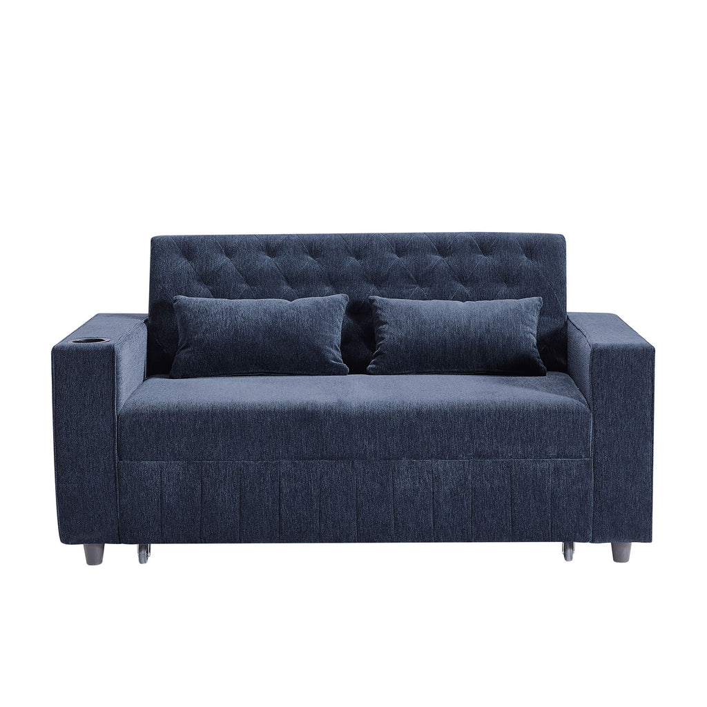 Pull-Out Sofa Bed Convertible Couch With Adjustable Backrest For Living Room