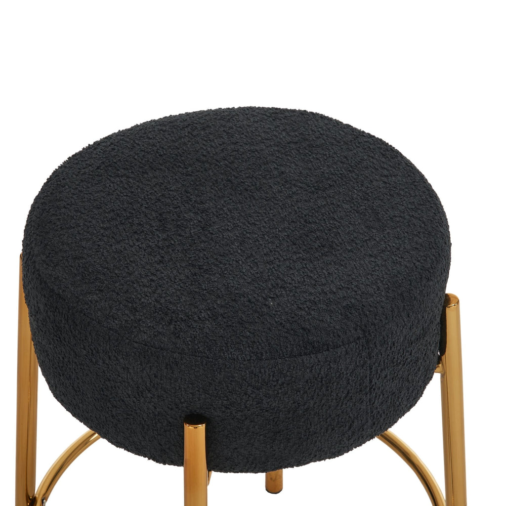 Round Bar Stools (Set of 2), Contemporary Upholstered Dining Stools For Kitchens, Coffee Shops And Bar Stores - Legs