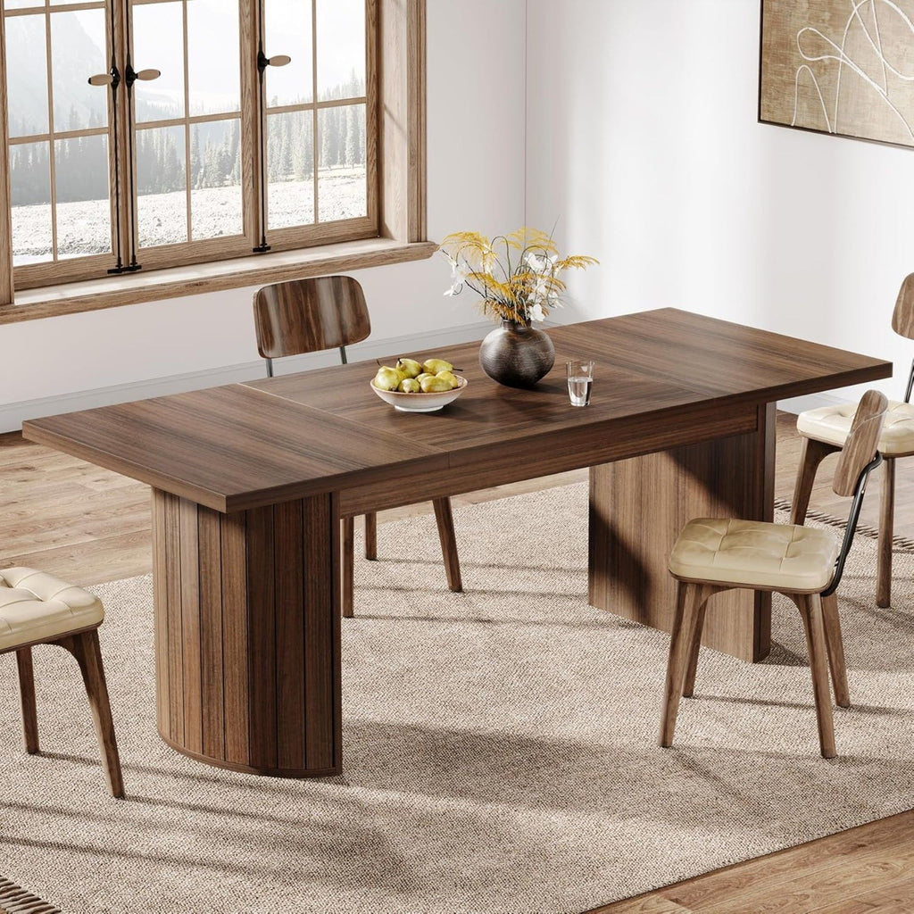 Extra Long Dining Table With Dual Base - Walnut