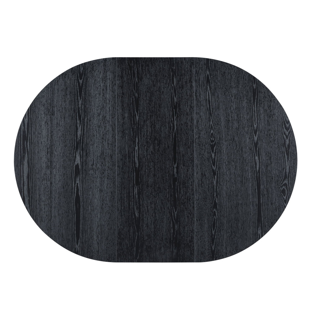 5 Piece Dining Set Extendable Round Table And 4 Chairs - Black / Oak