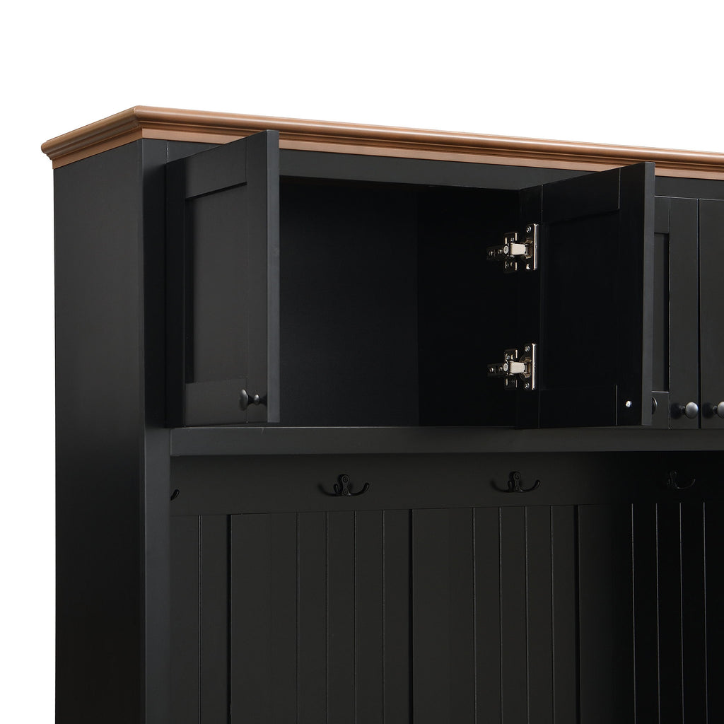 Entryway Hall Tree With Storage Bench, Coat Rack Shoe Bench With Cabinets