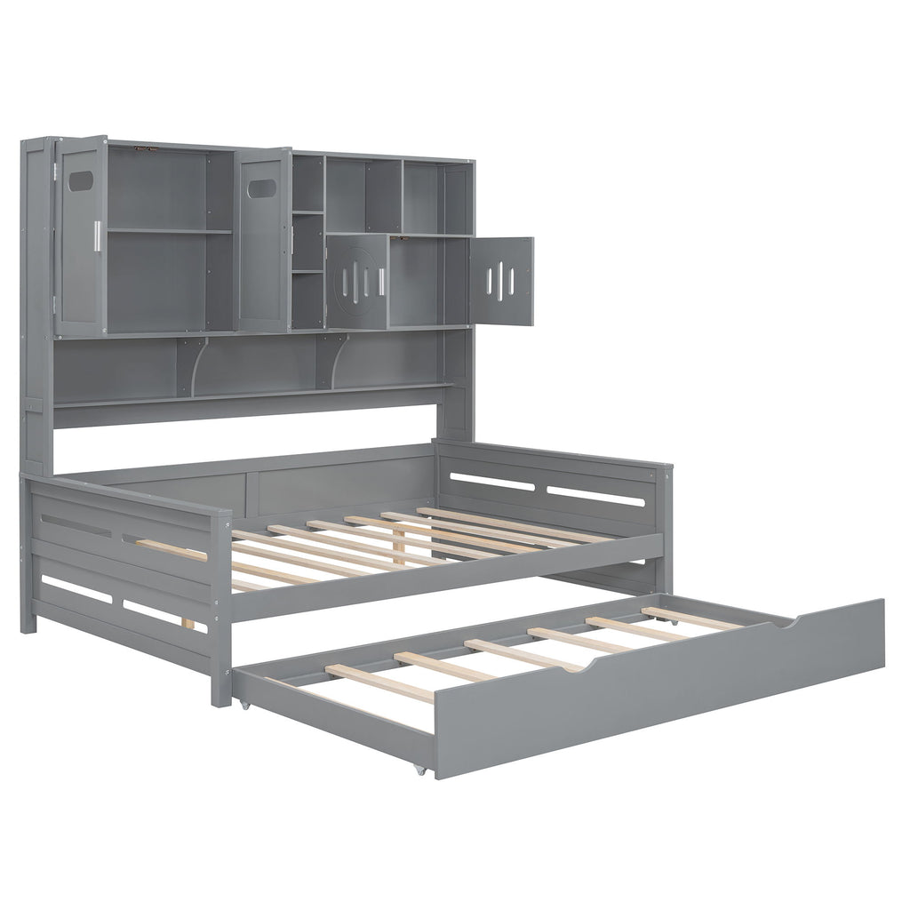 Daybed With All-In-One Cabinet And Shelf