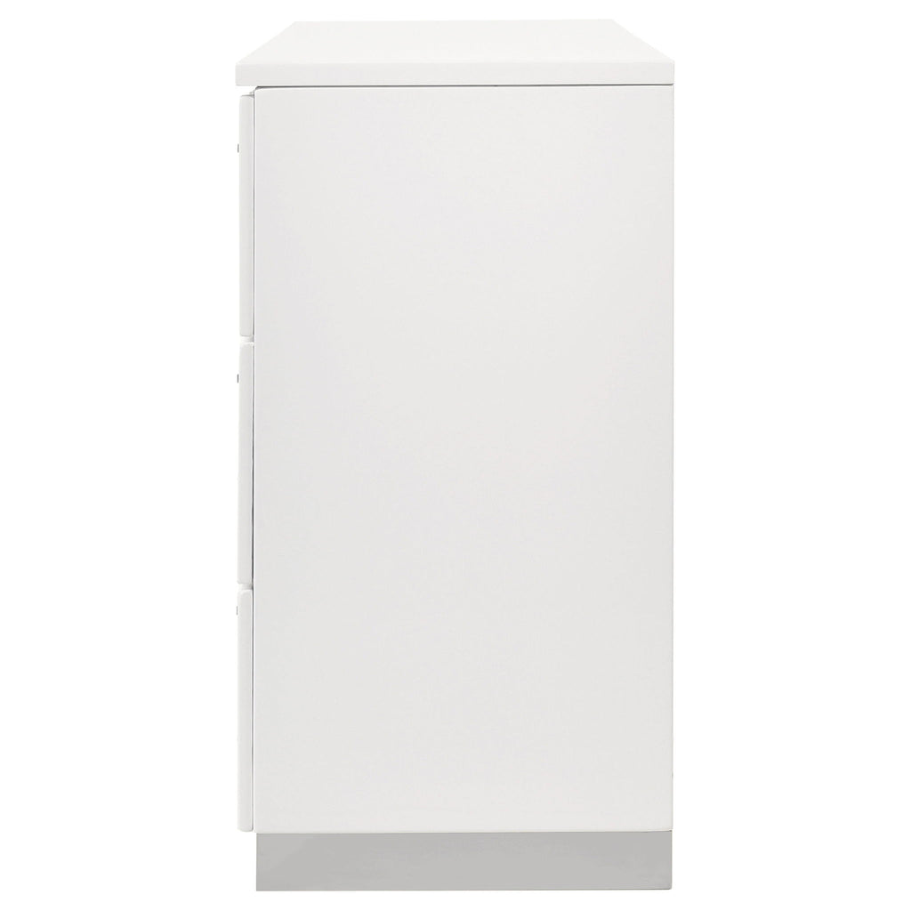 Dulcey - 6 Drawer Dresser With Accents, Bedroom Storage - Gloss White