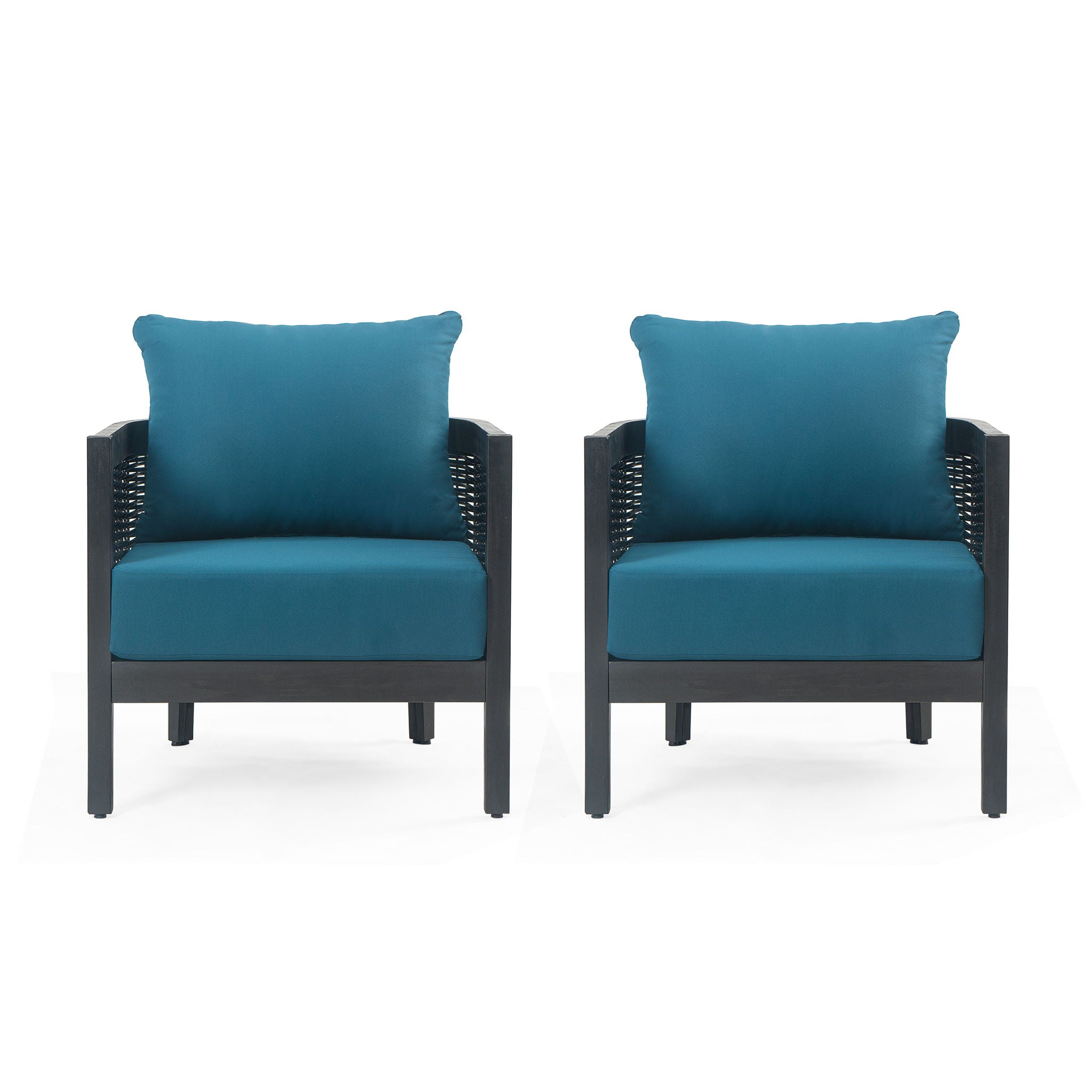 Outdoor Acacia Wood Club Chairs With Cushions