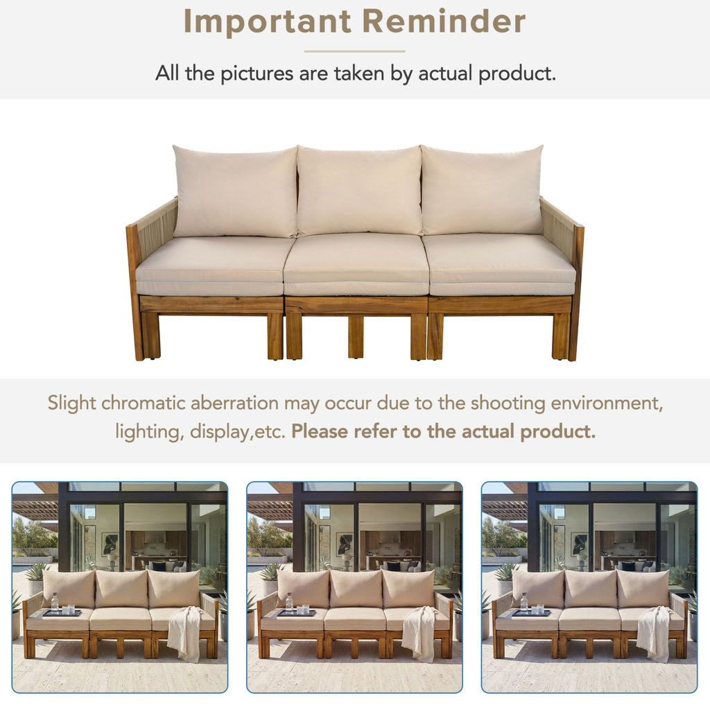 Outdoor Daybed, Patio Sofa Bed, 3 Seat Convertible Sunbed